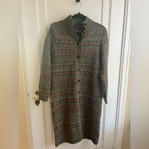 Ralph Lauren Lambswool Fair Isle Long Cardigan Sweater